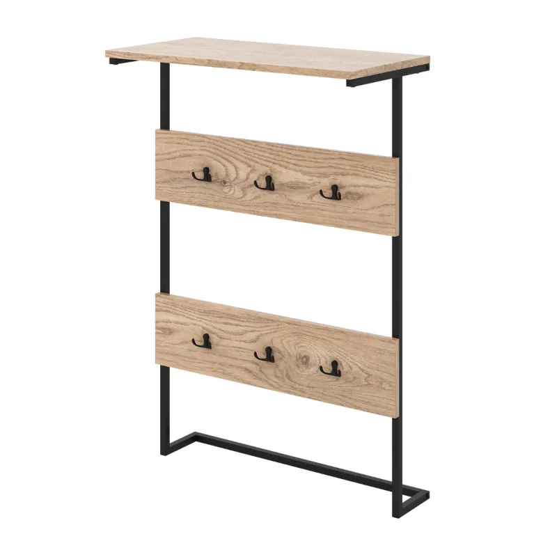 Costway Perchero de Pared para Entrada con 6 Ganchos y Estante de Exhibición Marco de Metal Estilo Vintage para Pasillo Dormitorio Baño Natural