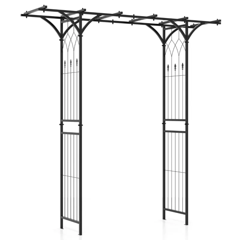 Costway Cenador de Jardín de 206 cm Arco Decorativo de Metal con Enrejados para Plantas Trepadoras Rosas de Vid Pérgola de Patio para Fiesta Boda
