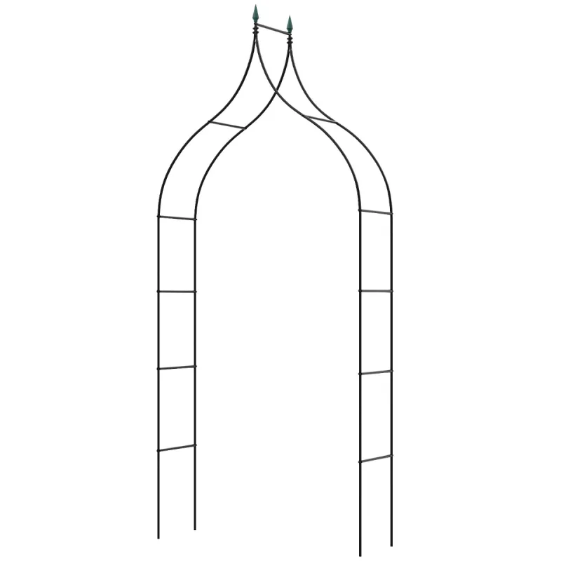 Costway Arco de Cenador de Jardín de 287 cm de Metal Decorativo de Estilo Gótico Pérgola al Aire Libre para Trepar Rosas de Vid para Fiesta Boda