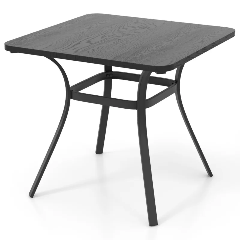 Costway Mesa Cuadrada de Metal de 80 cm con 4 Patas Curvas Mesa de Exterior Resistente para 4 Personas Mesa de Comedor para Patio Trasero Gris