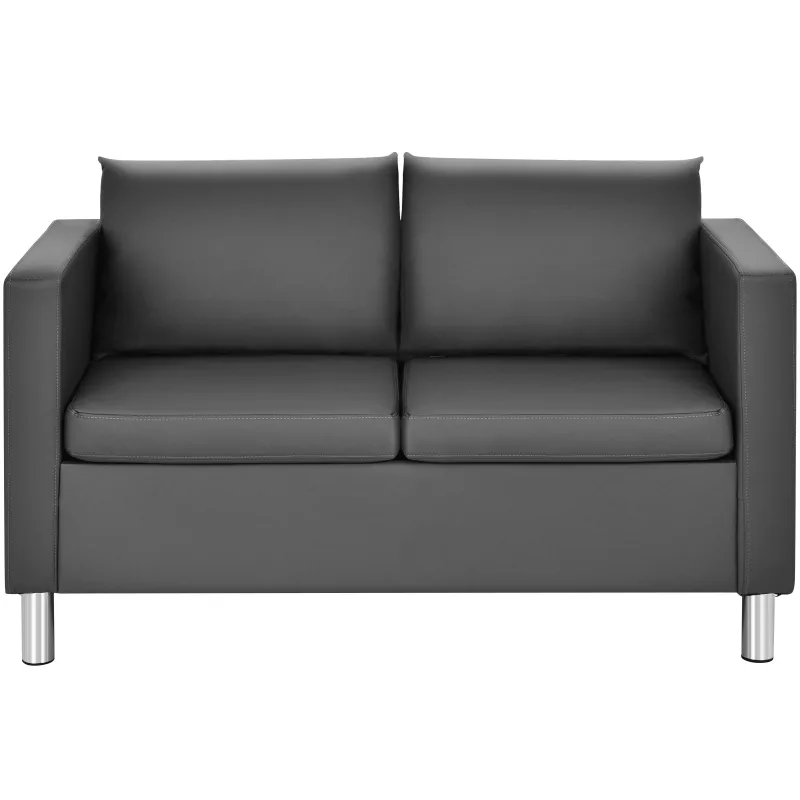 Costway Sofá Moderno de 2 Plazas en Símil-Cuero PU con Cojín Blando Convertible en Sofá Cama Perfecto para Casa y Oficina Gris 120 x 60 x 62,5 cm