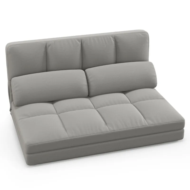 Costway Sofá Cama Plegable de 2 Plazas con Respaldo Ajustable en 6 Posiciones Funda de Terciopelo y 2 Almohadas para Dormitorio