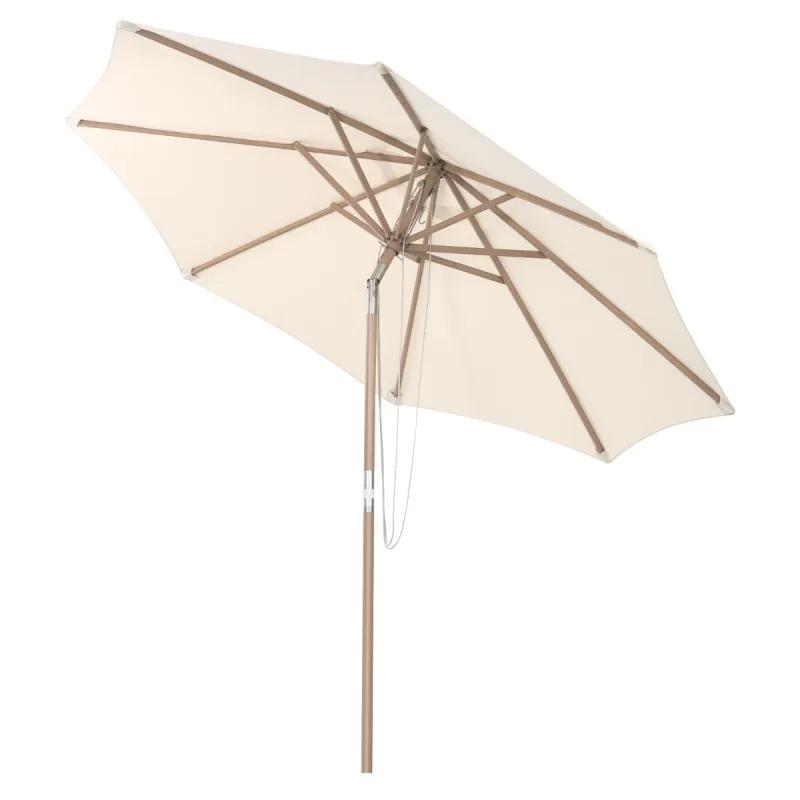 Costway Sombrilla de Terraza Exterior Altura Regulable con Inclinación de 60° 8 Varillas para Techo de Venticación Patio Jardín Beige