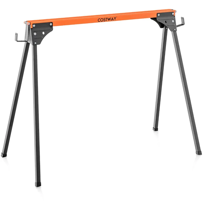 Costway Paquete de 2 Caballetes Portátil de Sierra de Metal para Carpintería con Patas de Apertura Rápida 2 x 4 Brazos de Soporte Carga 500kg Rojo