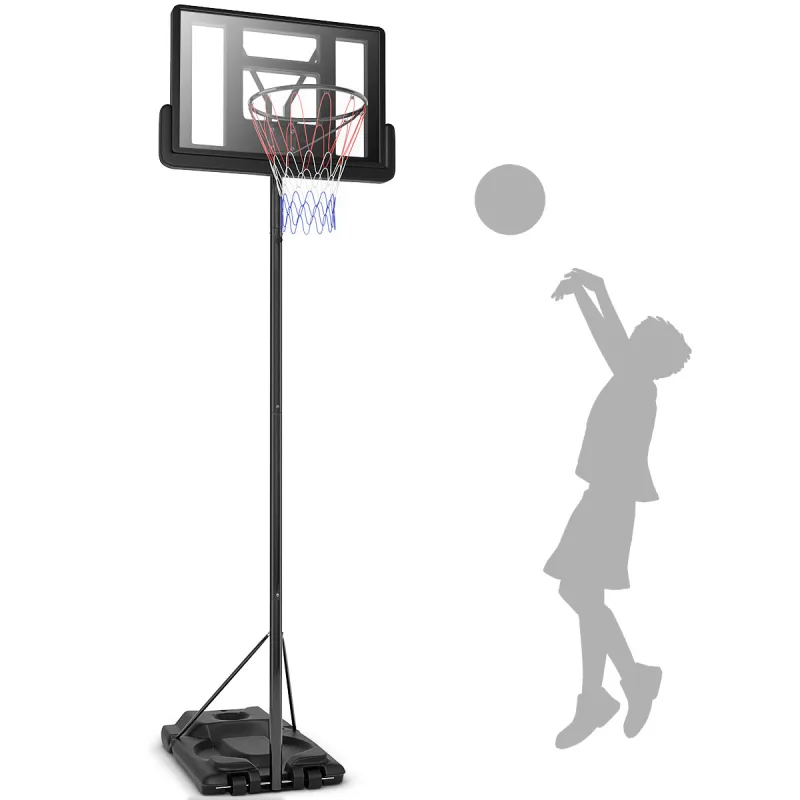 Costway Aro de Baloncesto Móvil con Ruedas Altura Regulable 260-305 cm para Exterior para Adolescentes Adultos Stand de Baloncesto Portátil Negro