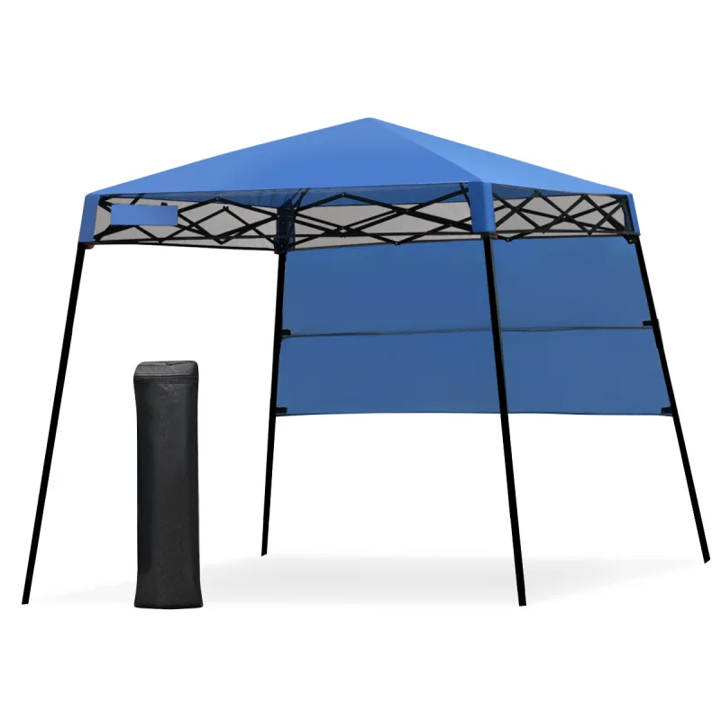 Costway Carpa de Apertura Automática con Patas Inclinadas 182 x 182 cm Toldo de Protección Solar para Exterior Portátil Jardín Playa Azul