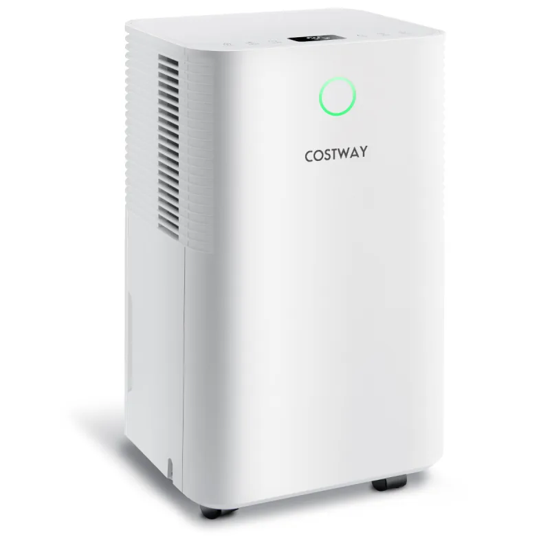 Costway Deshumidificador 15 L 15 m2 Portátil para Casa con 3 Modalidades 2 Velocidades Temporizador 24 Horas Auto Descongelamiento Blanco