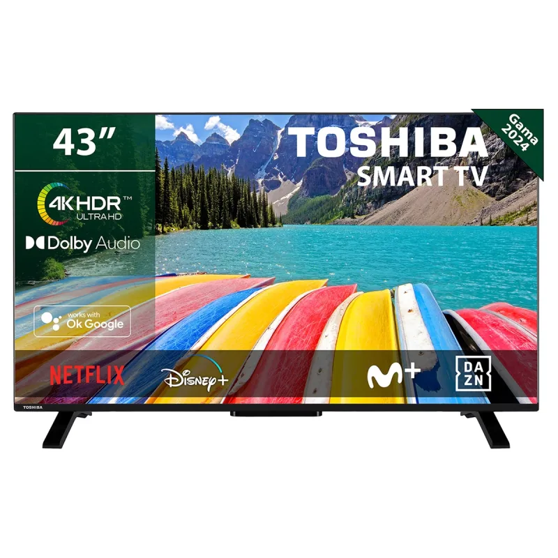 Toshiba - TV LED 108 cm (43') Toshiba 43UV2363DG, 4K UHD, HDR10 y Micro Dimming, Smart TV, Sonido Dolby Audio.
