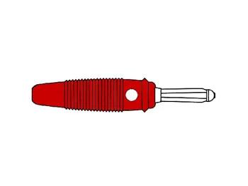 Banana 4 mm - conexión transversal de otra banana posible - conexión por soldadura - color rojo (bula 30k)