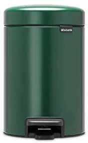 Brabantia NewIcon Cubo de Basura con Pedal, Stainless Steel, Verde Pino, 3L