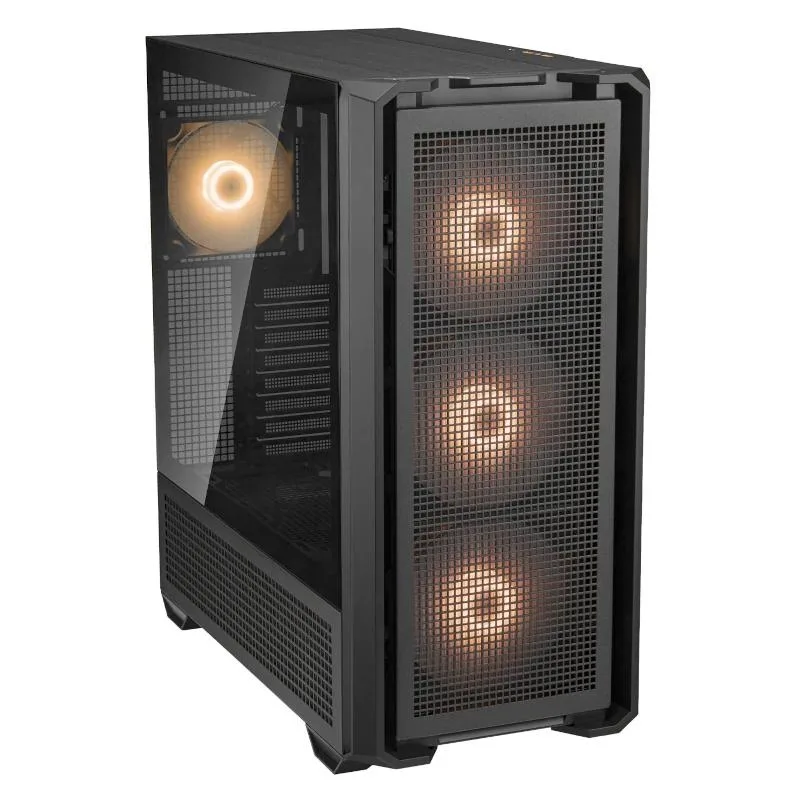 Cougar MX600 Mini RGB Mini Torre Chasis: 2 Ventiladores Frontales de refrigeración PWM de 160 mm, ampliables hasta un Total de 10 Ventiladores, rampa de Flujo de Aire Inclinada, Soporte para radiador