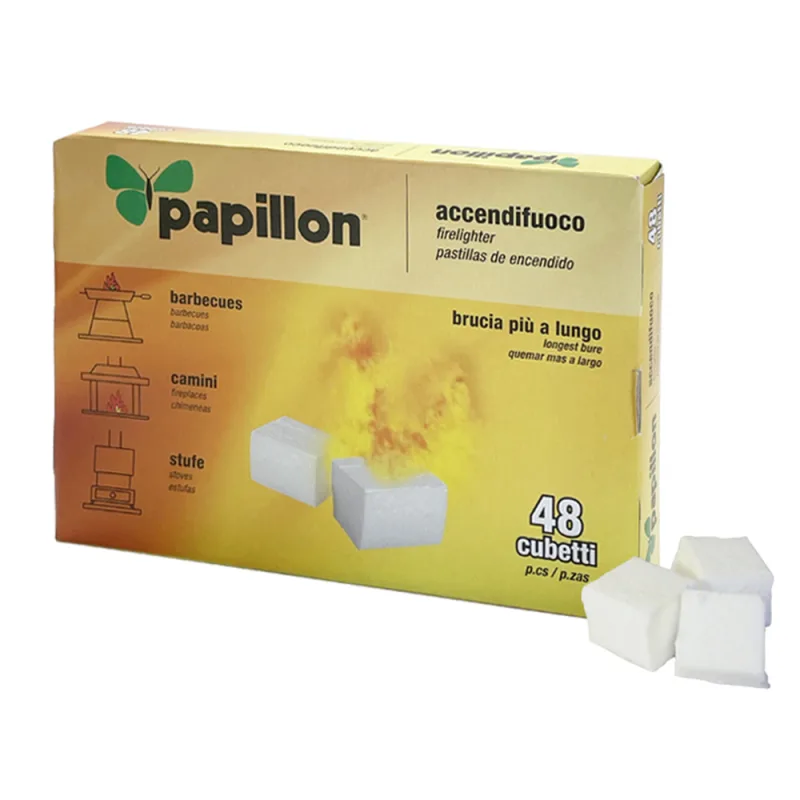 PAPILLON Pastillas Encendido Fuego Papillon 48 Piezas. Encendido Barbacoa, Encendido Chimeneas, Encendido Hogeras