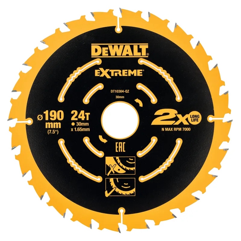 DEWALT DT10399-QZ - 3x Hojas de sierra circular ELITE 30x190 mm, 24 Dientes, Carburo de grado premium C3, Vástago antideslizante