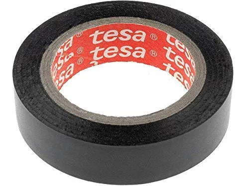 Tesa - Cinta Aislante de PVC (15 mm, 10 m), Color Negro