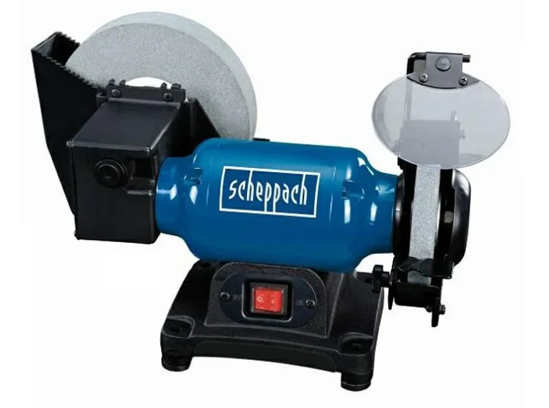 Scheppach - 5903105903 - BG200W Esmeriladora en seco y húmedo (250W, 1 pieza, color azul; Plata; negro)