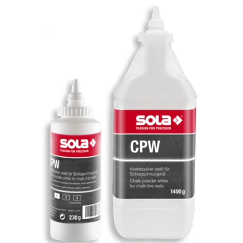 Sola SO66152501, Tiza en polvo CPW 230, blanca, 230 g, ideal para marcar superficies en carpintería y construcción.