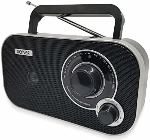 Denver Radio TR-51BLACK con sintonización analógica FM, Se Puede Utilizar con Corriente o Pilas, Negro