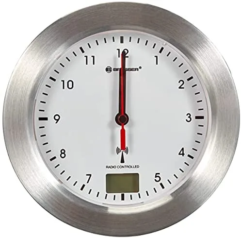 Bresser Optics MYTIME BATH RC Reloj de cuarzo Círculo Plata, Blanco