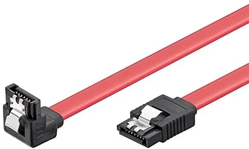 Ewent EC1514 -CCable SATA III, Velocidad 6 Gbits con Clips de Metal, SATA L-Type Rojo Rojo 50 cm