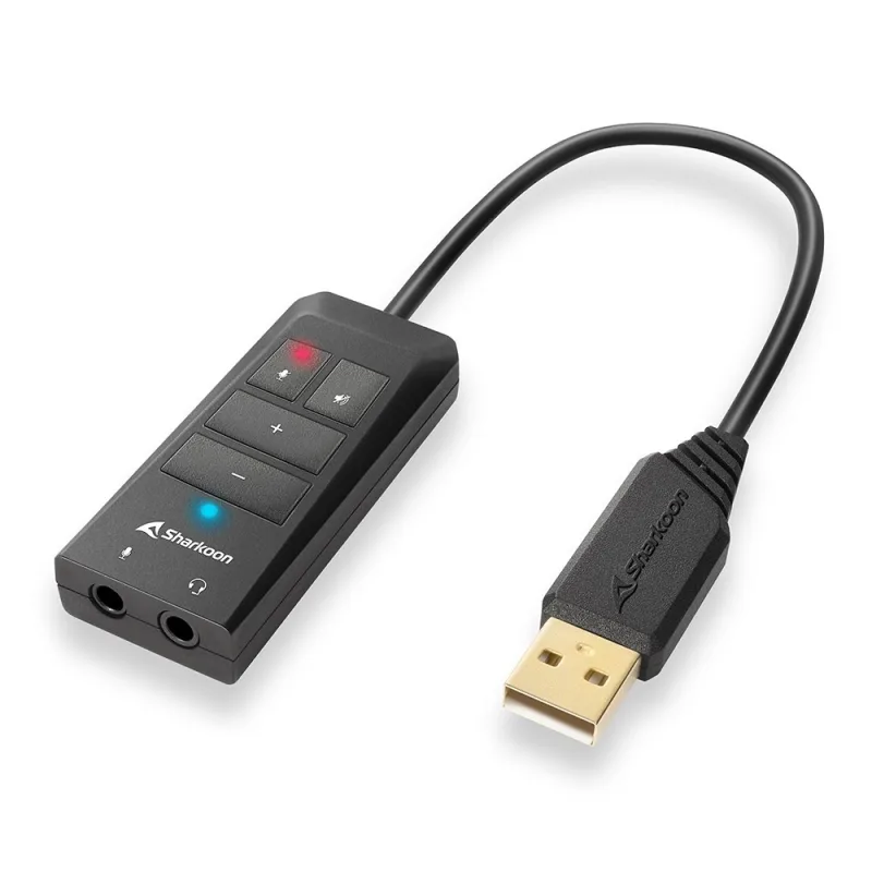 Sharkoon SB2 USB - Tarjeta de Sonido, 12 Ecualizador de Hardware, Sonido Virtual 7.1, Negro