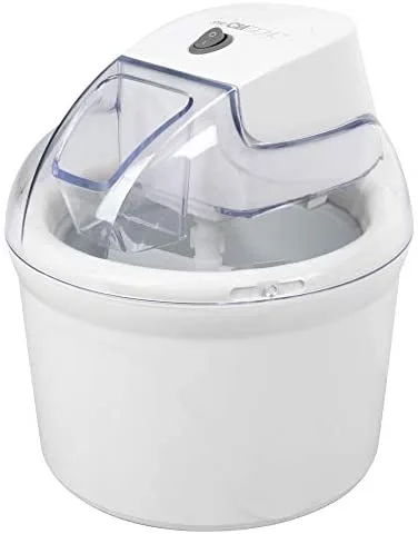 Clatronic máquina de hielo/máquina de té suave ICM 3764 para helado/sorbete/Yogur congelado/Slush, para el hogar, almacenamiento en frío, llenado, 1500 ml, incl. Sugerencias de recetas, blanco