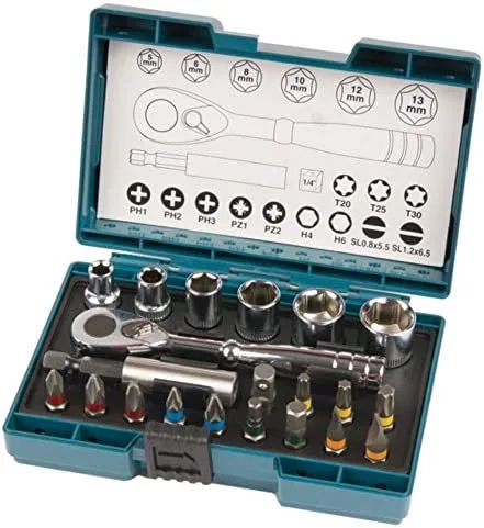 Makita B-54081 - Set puntas+llave carraca(21p), Multicolor