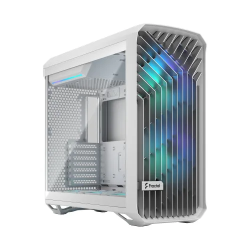 Fractal Design Torrent RGB White - Clear Tint Tempered Glass Panels - Open Grille for Maximum Air Intake - Two 180mm RGB PWM and Three 140mm RGB Fans Included - ATX Airflow Mid Tower PC Gaming Case