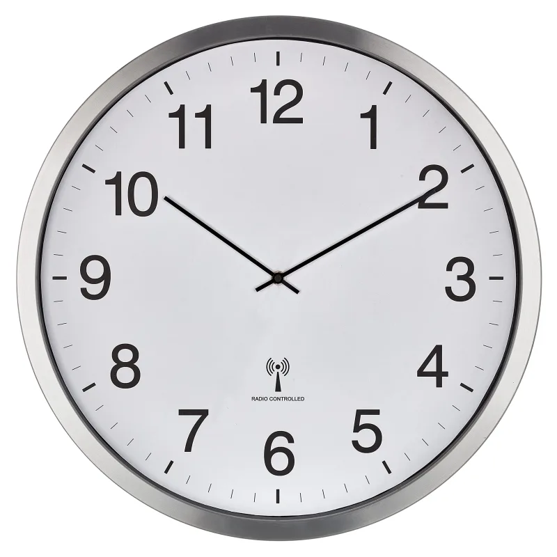 TFA Dostmann Reloj de Pared analógico XXL, 60.3548.02, 50 cm de diámetro, Marco de Metal, Esfera Grande, Color Blanco, 508 x 65 x 508 mm