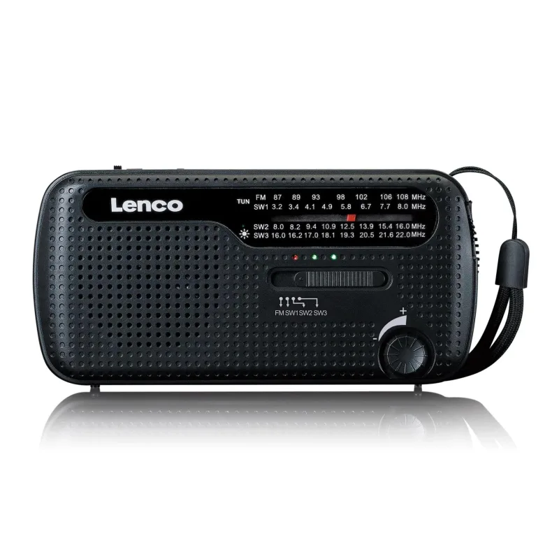 Lenco MCR-113BK - Radio portátil de emergencia con manivela