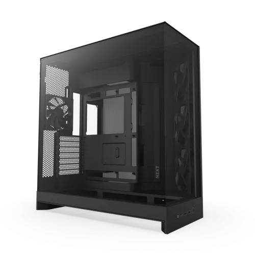 NZXT H9 Flow (2025) - Caja de PC ATX de Torre Media de Gran Flujo de Aire de Doble Cámara - Incluye 3 Ventiladores de 140 mm y 1 de 120 mm - Soporte para radiador de 420 mm - Vidrio Templado - Negro