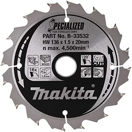 Makita Specialized B-33532 - Hoja de sierra (136 x 20 mm)