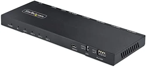 StarTech.com Splitter Divisor HDMI de 4 Puertos, Vídeo HDMI 2.0 de 4K a 60Hz, Multiplicador HDMI 4K con Escalador incorporado, HDMI de 1 Entrada y 4 Salidas, Audio 3,5 mm