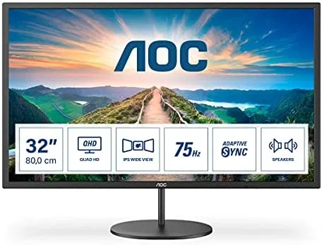 AOC V4 Q32V4 pantalla para PC 80 cm (31.5") 2560 x 1440 Pixeles 2K Ultra HD LED Negro