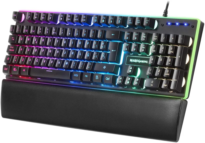 Mars Gaming MK320ES Teclado Gaming H-Mech 13 Modos RGB y Halo Reposamuñecas Acolchado Antighosting Idioma Español