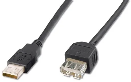 DIGITUS Cable de extensión USB 2.0 - 1,8 m - USB A (m) a USB A (f) - 480 Mbit/s - Compatible con USB - Negro