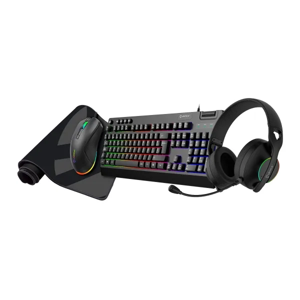 UNYKAch Pack Gaming NOVA 4 en 1 Teclado Portugués, Ratón, Cascos, Alfombrilla