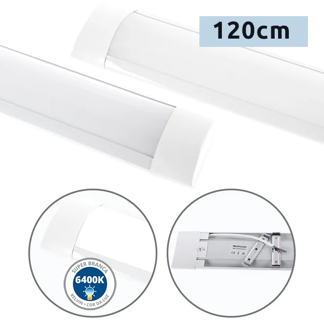 Regleta ecovision batten 120cm 36w led 2520lm 6400k c.120xl.7,5xa.2,5cm blanco