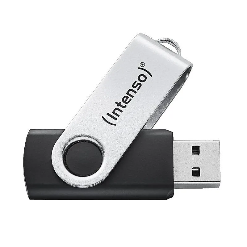 Intenso Office Line - Memoria USB de 64 GB, USB A 3.2, Memoria USB A 3.2 de hasta 70 MB/s, Carcasa de plástico Resistente, Color Plateado y Negro